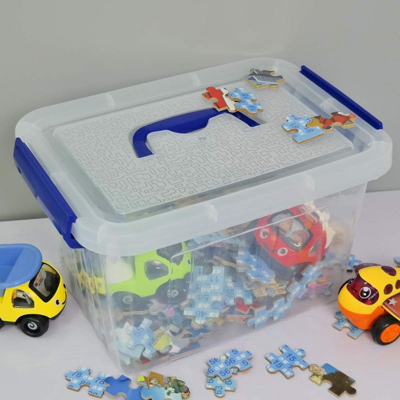 Hespama 4 Packs 6 Quart Lidded Storage Bin, Plastic Latching Container Box with Handle - Image 3